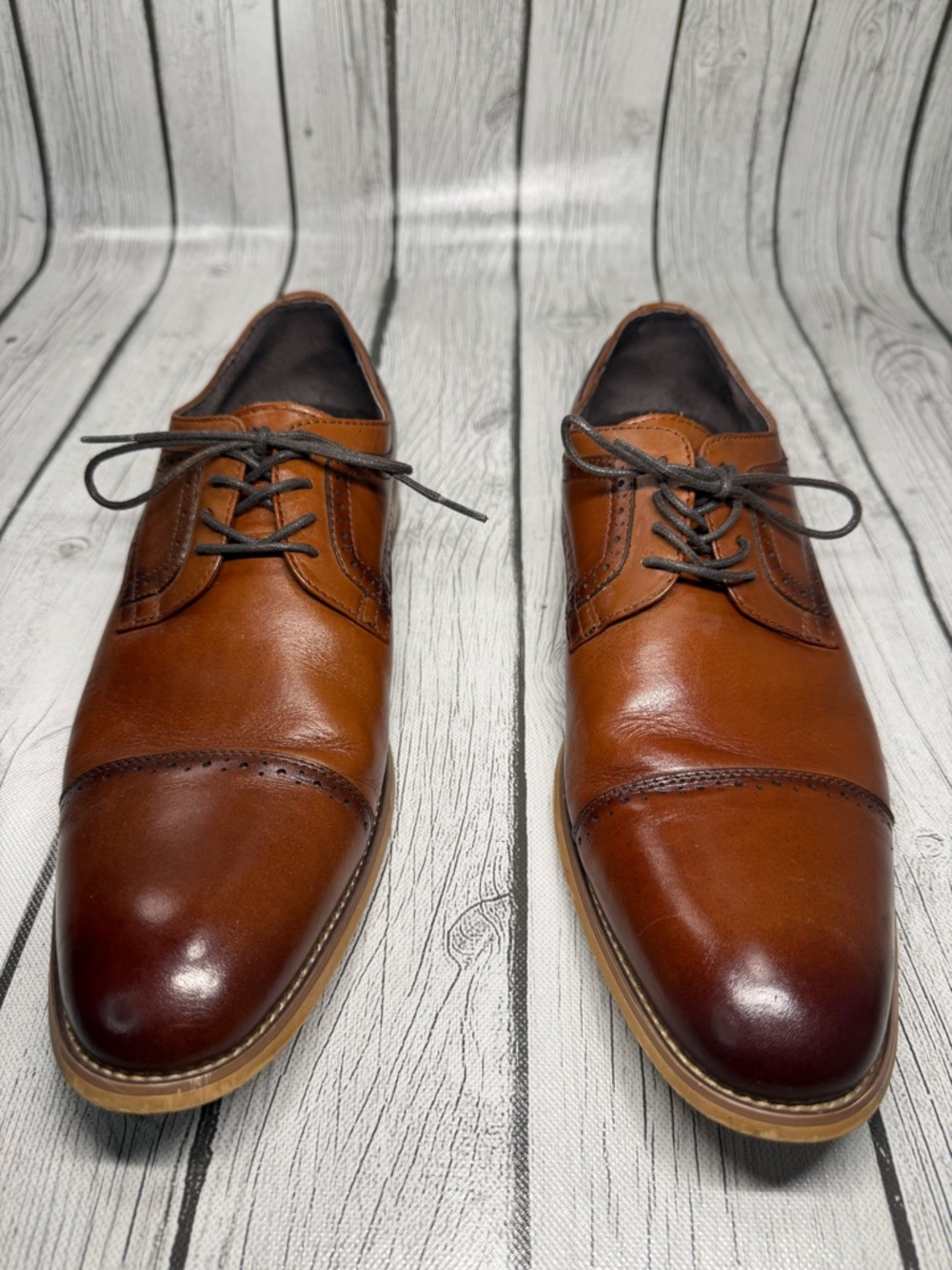 Stacy Adams Men's Dickinson Leather Cap Toe Oxford Shoes Cognac Size 12
M